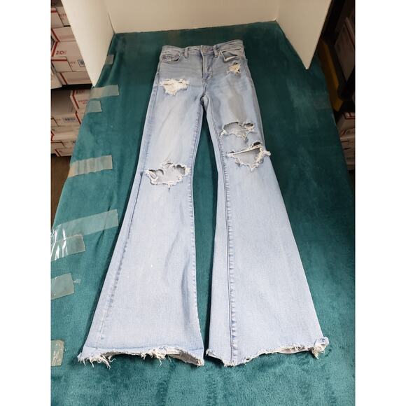 American Eagle Outfitters Denim - American Eagle Jeans Size 00 Womens Blue Stretch Pants High Rise Real Flared